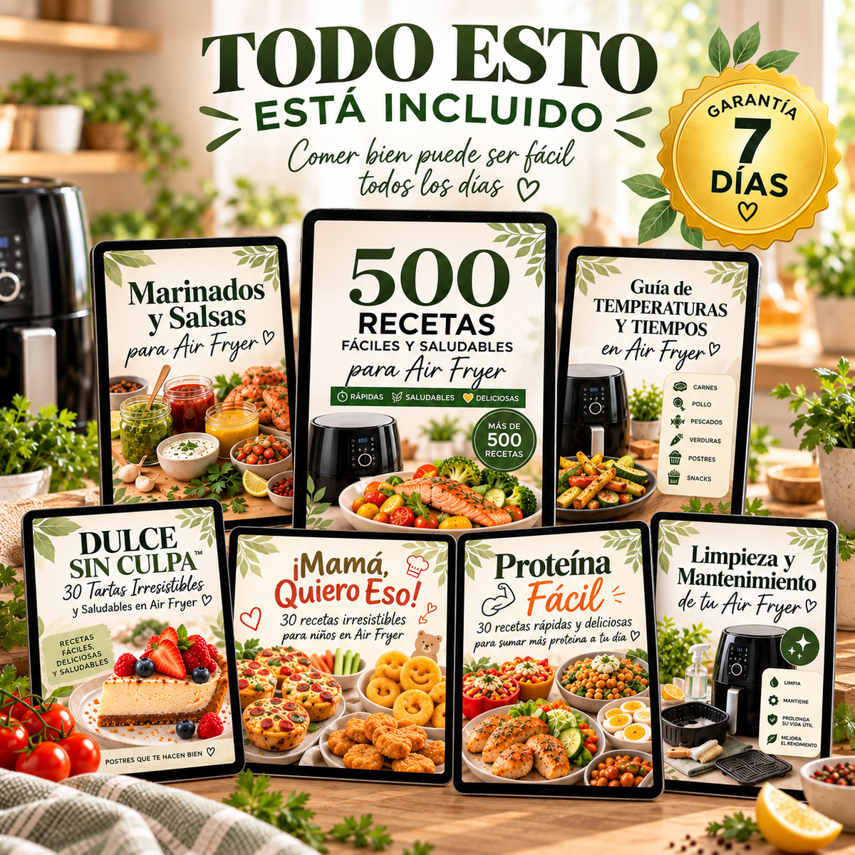 COCINA SALUDABLE EN MINUTOS:500 RECETAS FACILES PARA AIR FRYER + 6 REGALOS